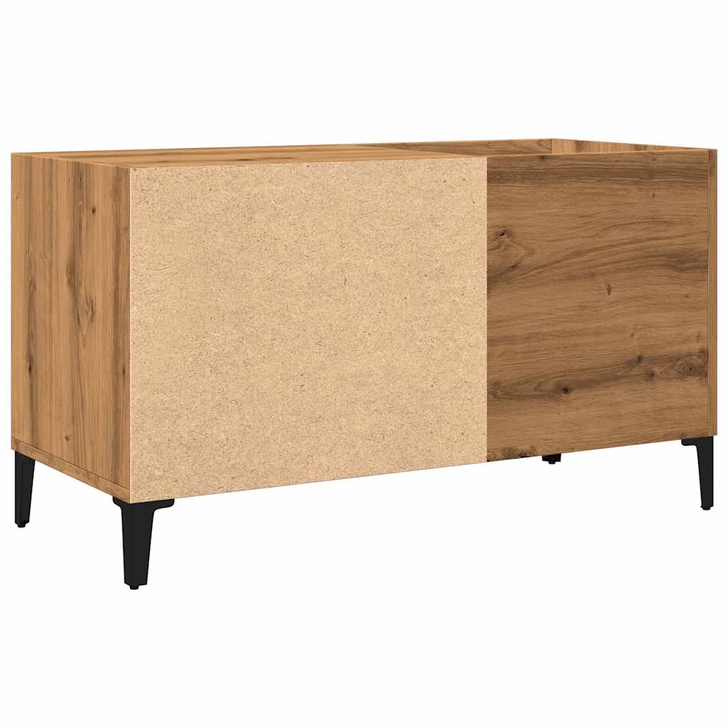 Platenkast 84,5x38x48 cm bewerkt hout artisanaal eikenkleur