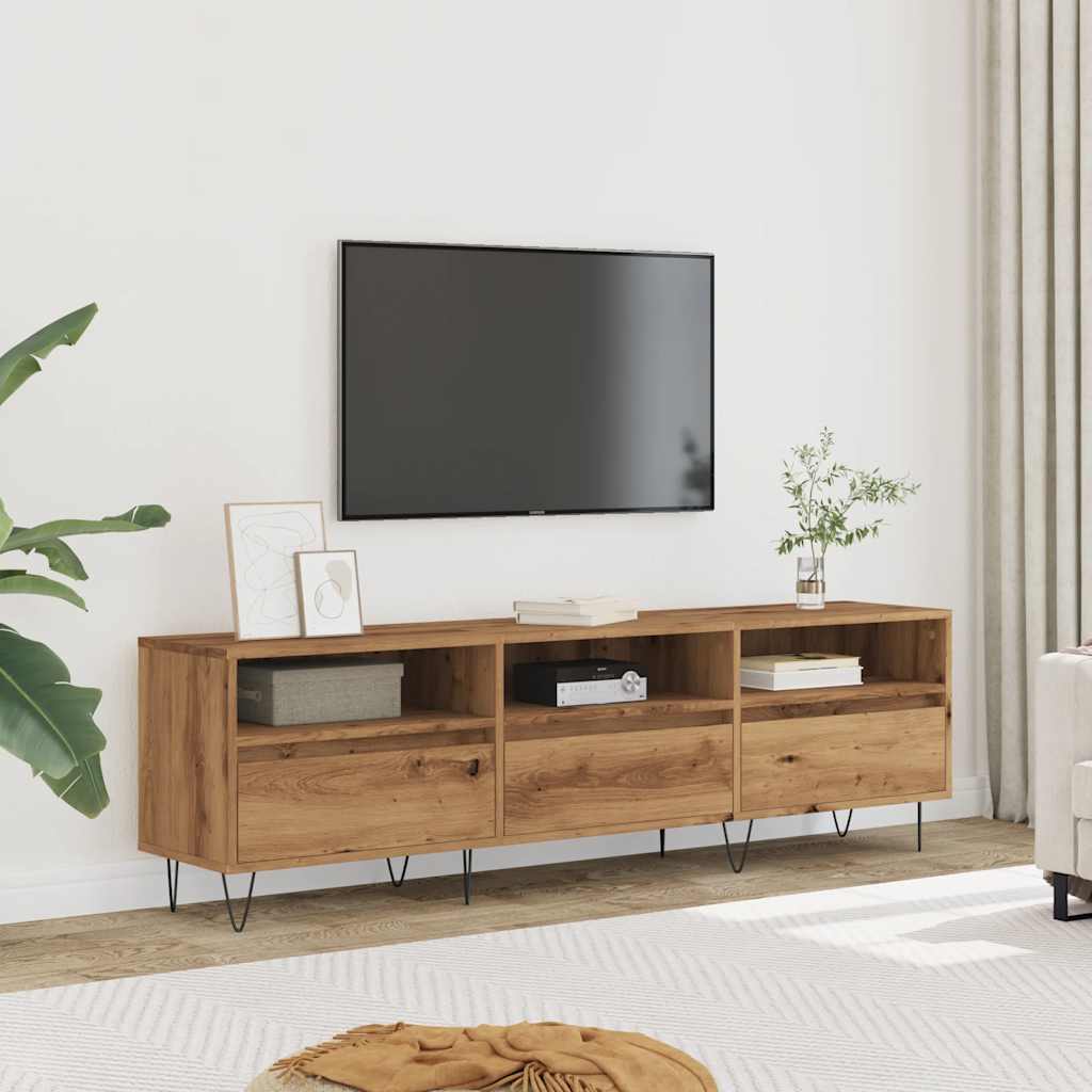 Tv-meubel 150x30x44,5 cm bewerkt hout artisanaal eikenkleur