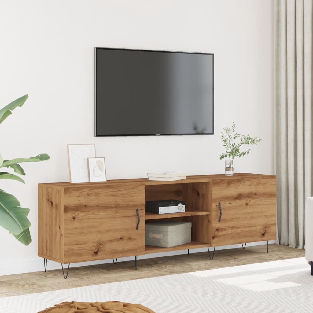 Tv-meubel 150x30x50 cm bewerkt hout artisanaal eikenkleurig