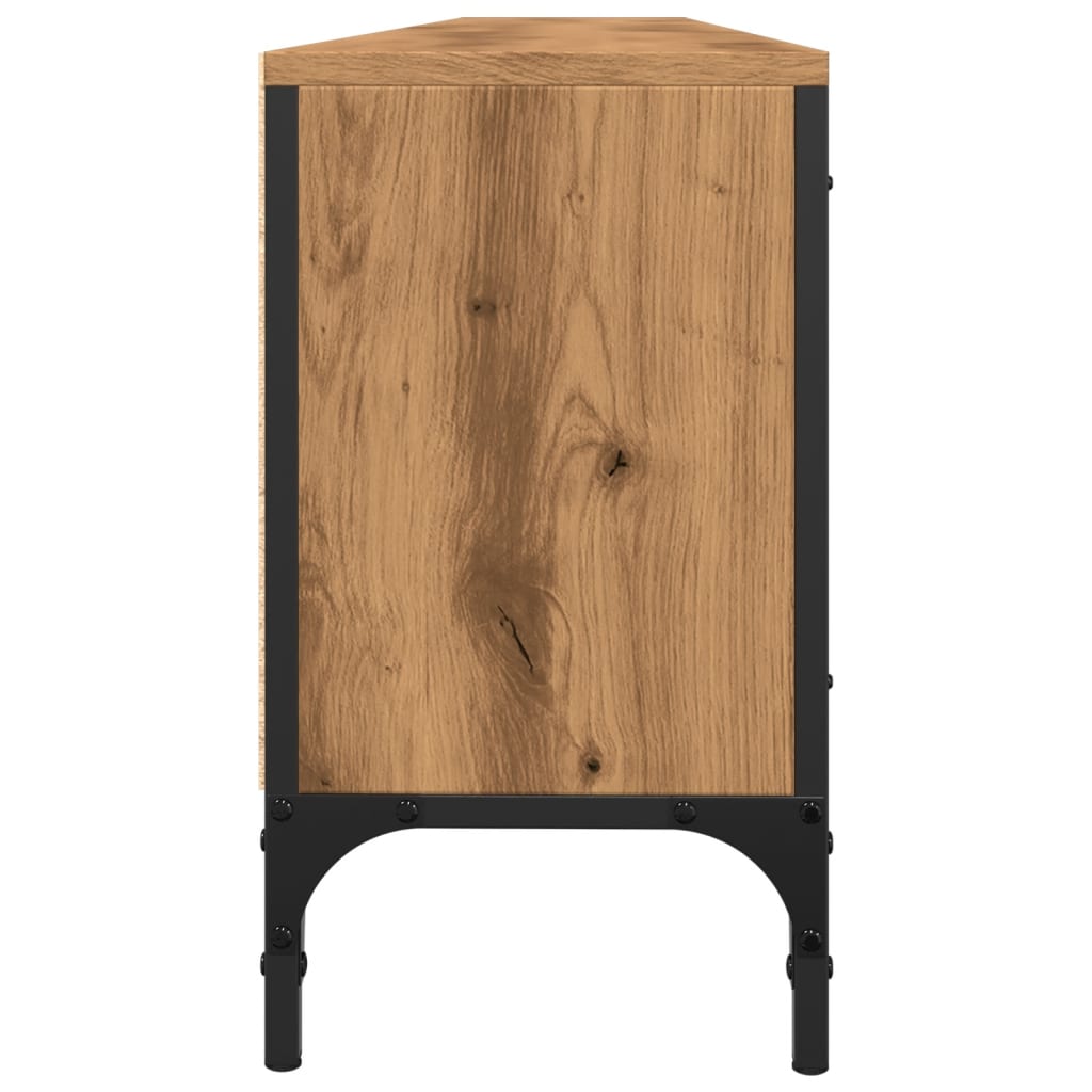 Tv-meubel met lade 200x25x44 cm bewerkt hout artisanaal eiken