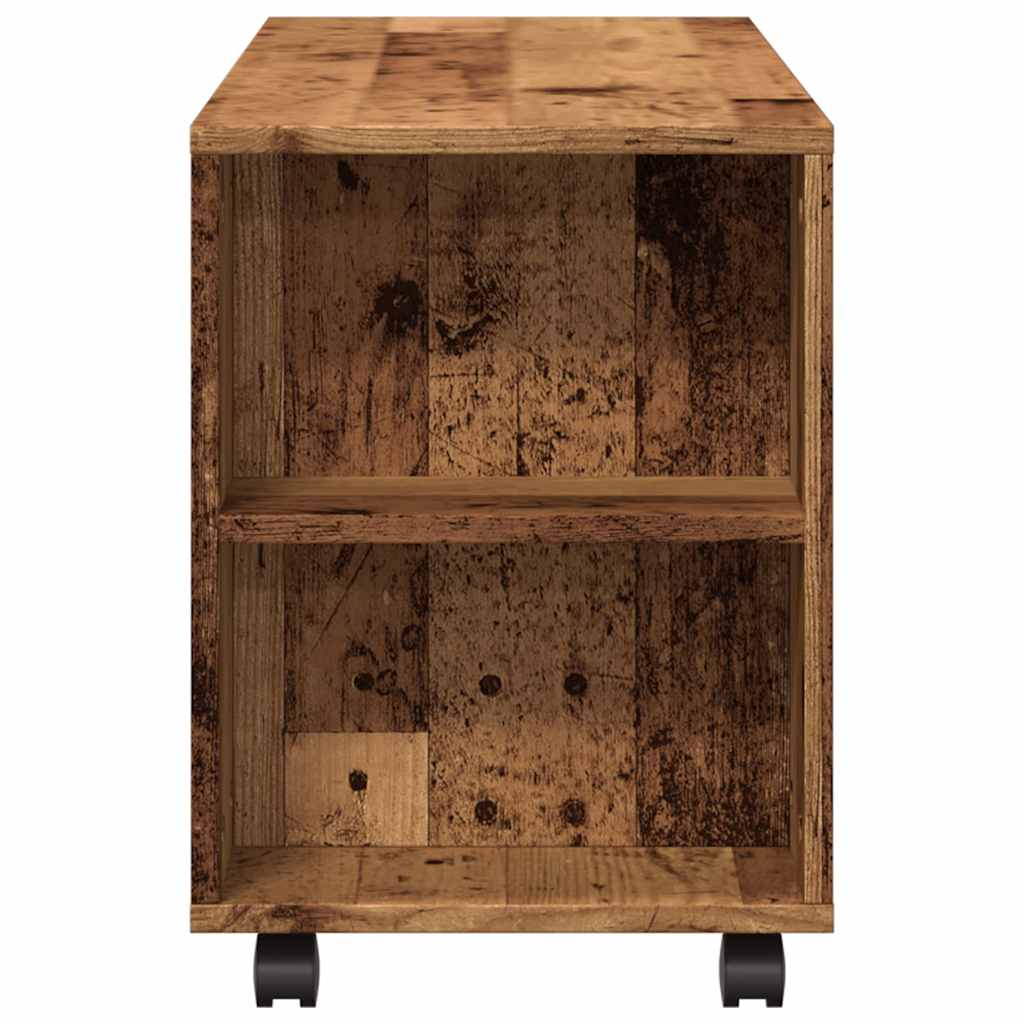 Tv-meubel met wielen 102x34,5x43 cm bewerkt hout oud hout