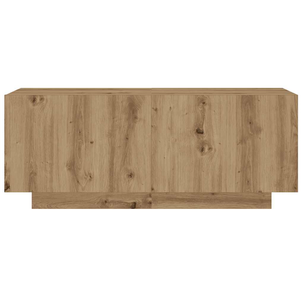 Tv-meubel met LED 200x35x40 cm bewerkt hout artisanaal eiken