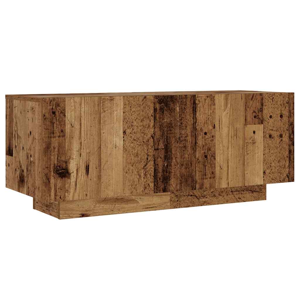 Tv-meubel met LED 260x35x40 cm bewerkt hout artisanaal eiken