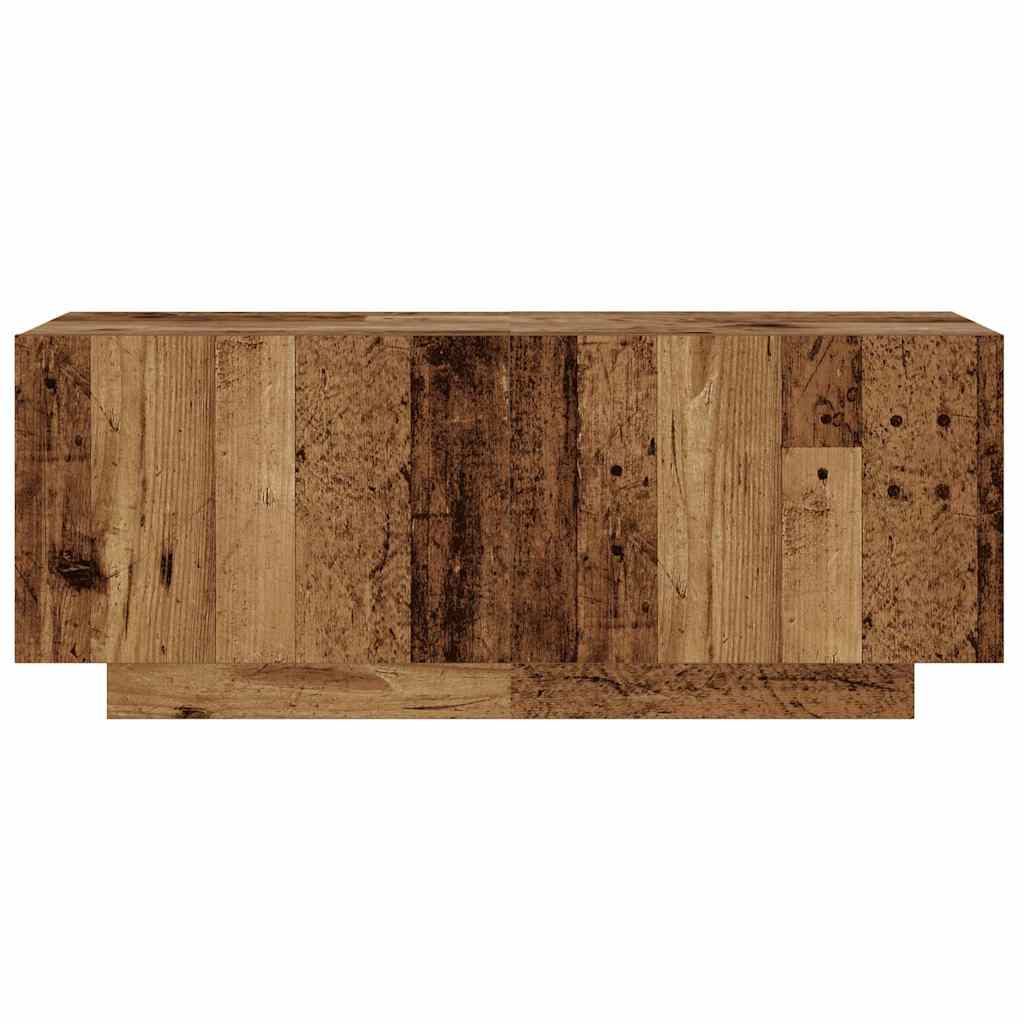 Tv-meubel met LED 260x35x40 cm bewerkt hout artisanaal eiken