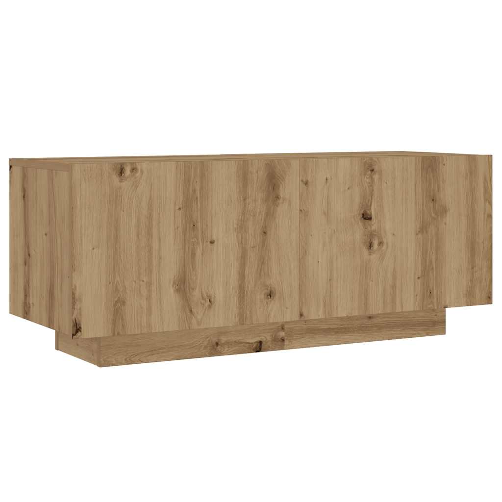 Tv-meubel met LED 260x35x40 cm bewerkt hout artisanaal eiken