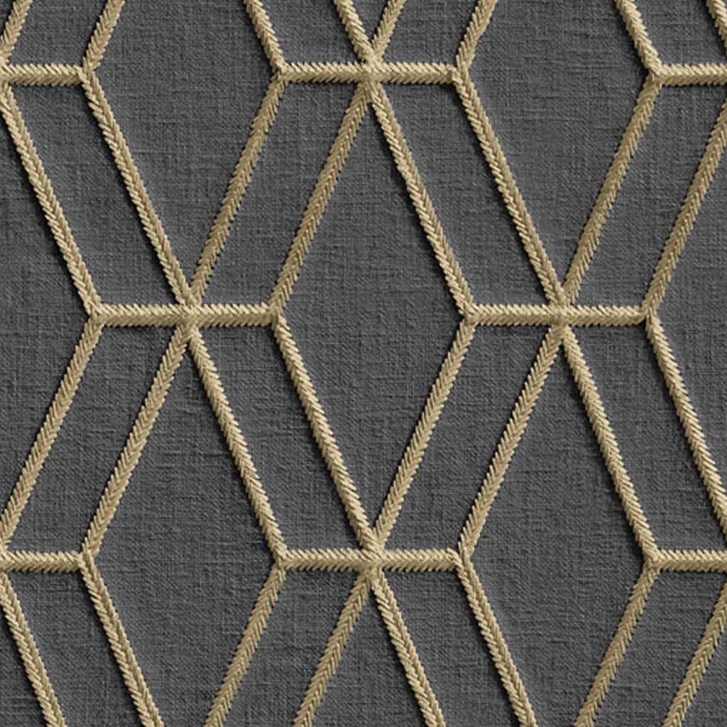 DUTCH WALLCOVERINGS Behang Hexagonal zwart en goudkleurig