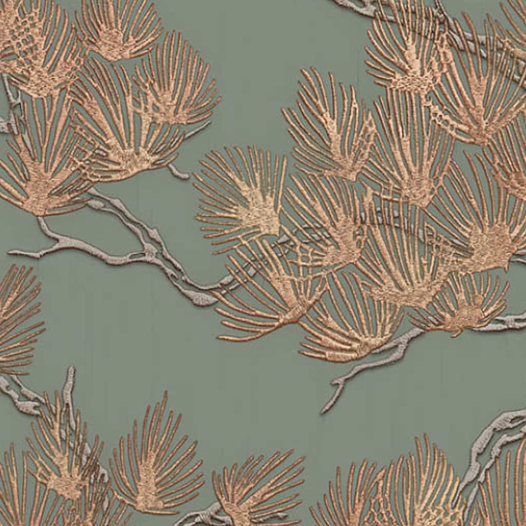 DUTCH WALLCOVERINGS Behang Pine Tree goudkleurig