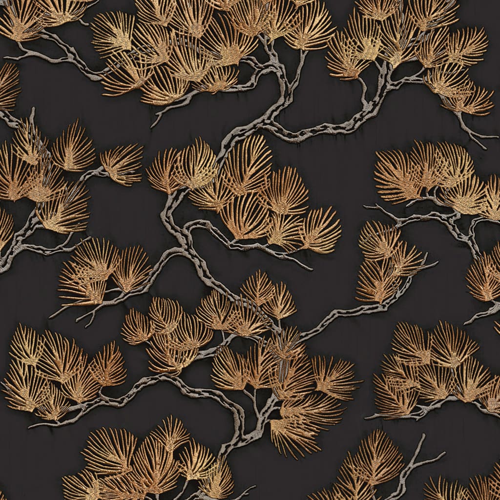 DUTCH WALLCOVERINGS Behang Pine Tree goudkleurig