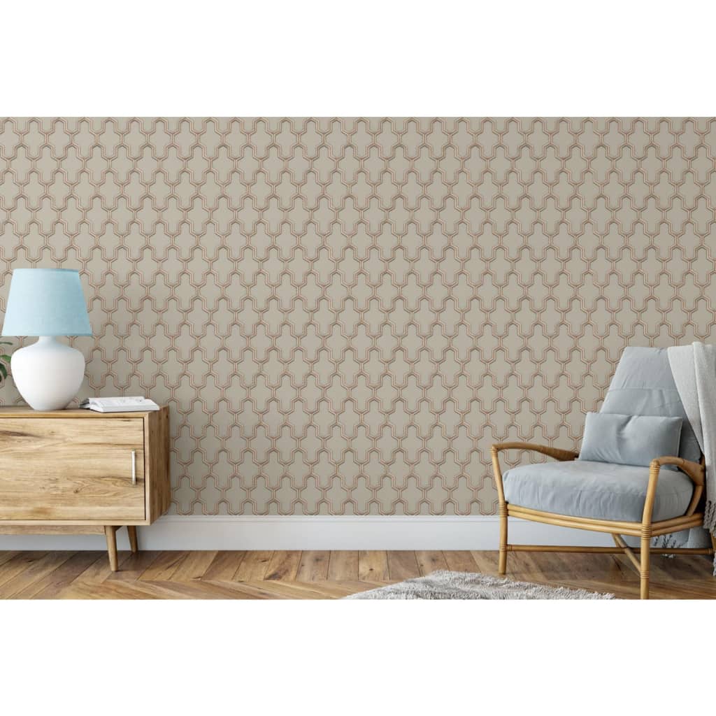 DUTCH WALLCOVERINGS Behang Geometric goudkleurig groen