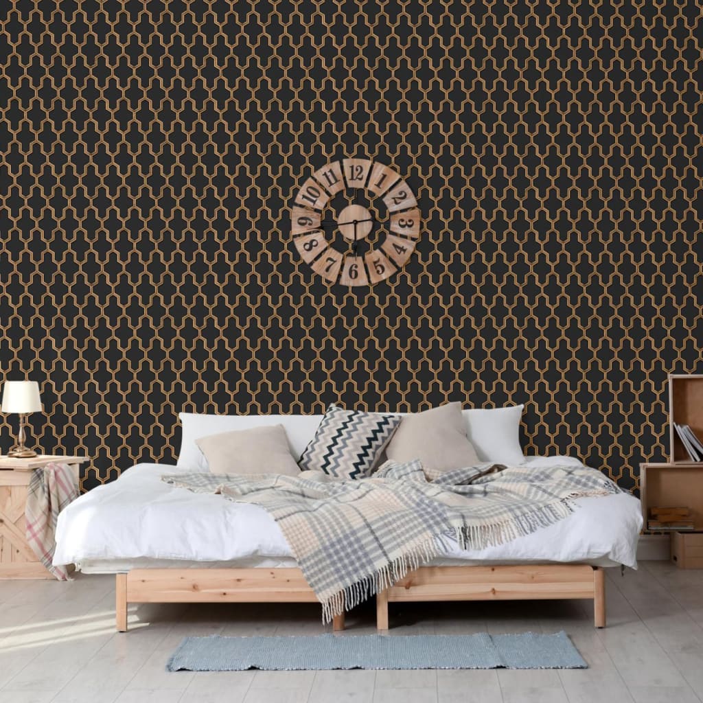 DUTCH WALLCOVERINGS Behang Geometric goudkleurig groen