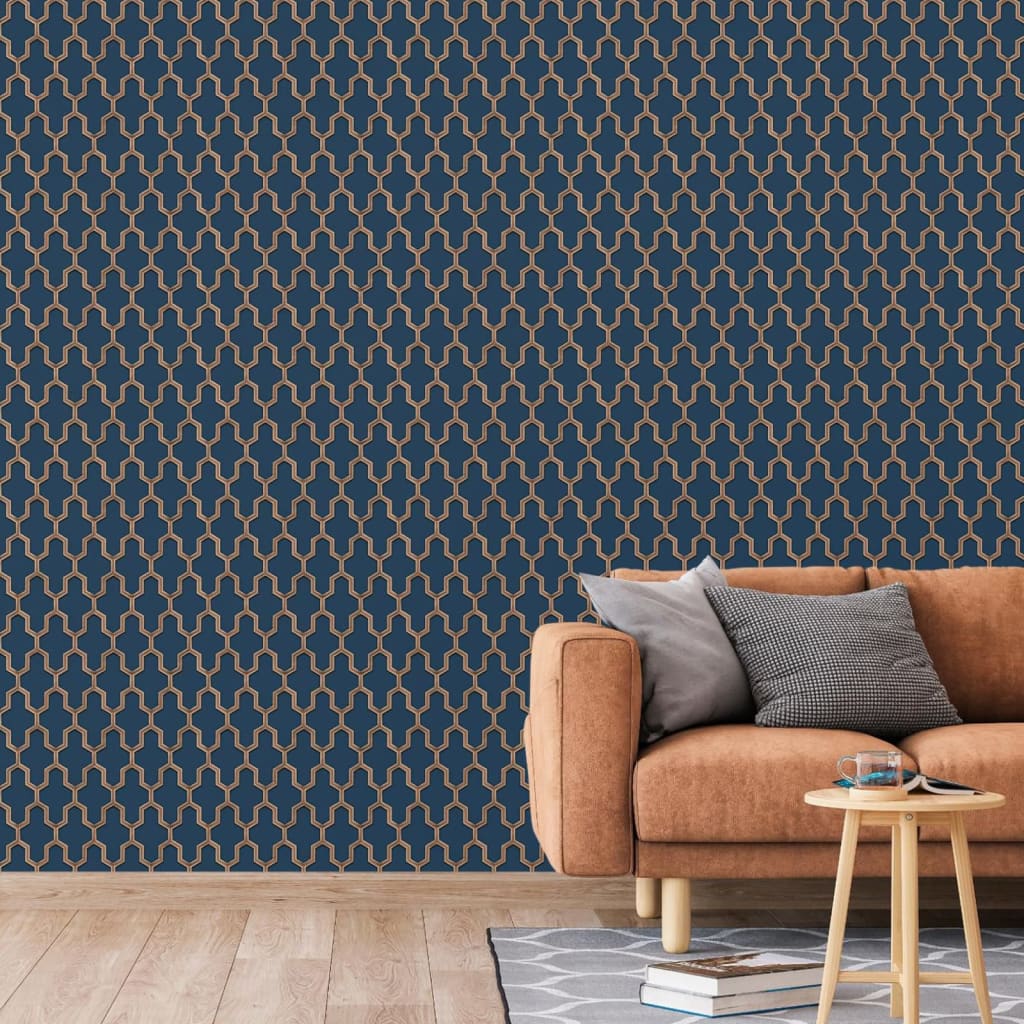 DUTCH WALLCOVERINGS Behang Geometric goudkleurig groen