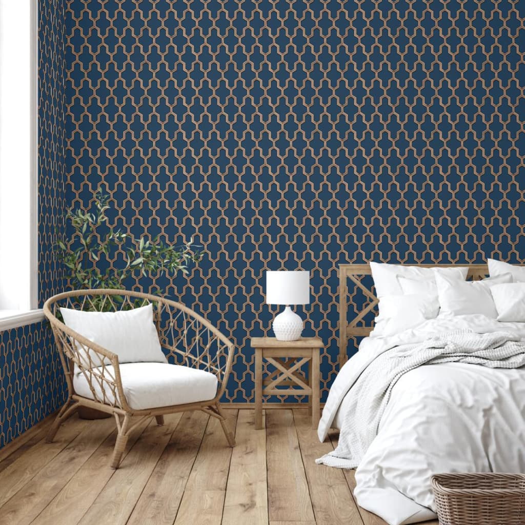 DUTCH WALLCOVERINGS Behang Geometric goudkleurig groen