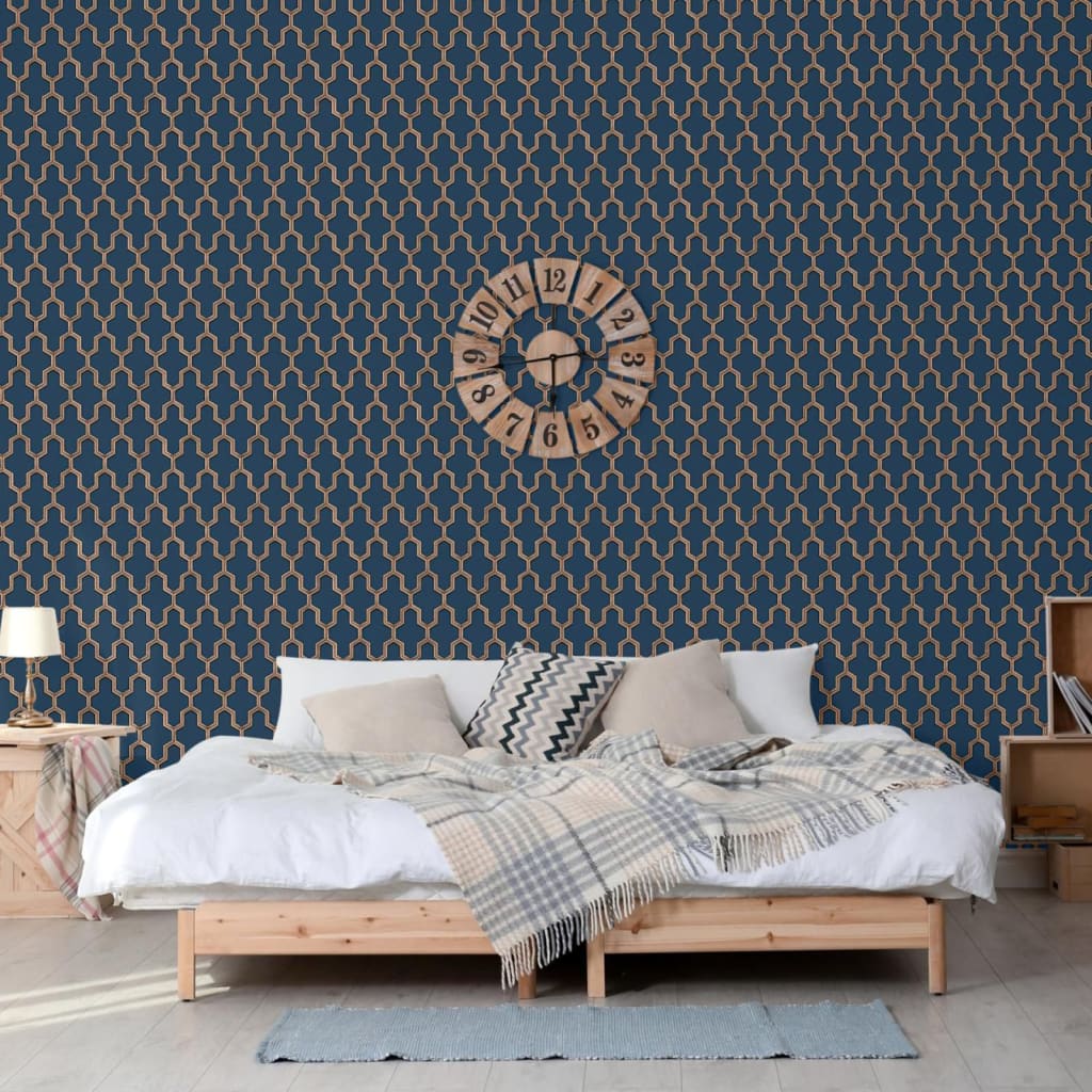 DUTCH WALLCOVERINGS Behang Geometric goudkleurig groen