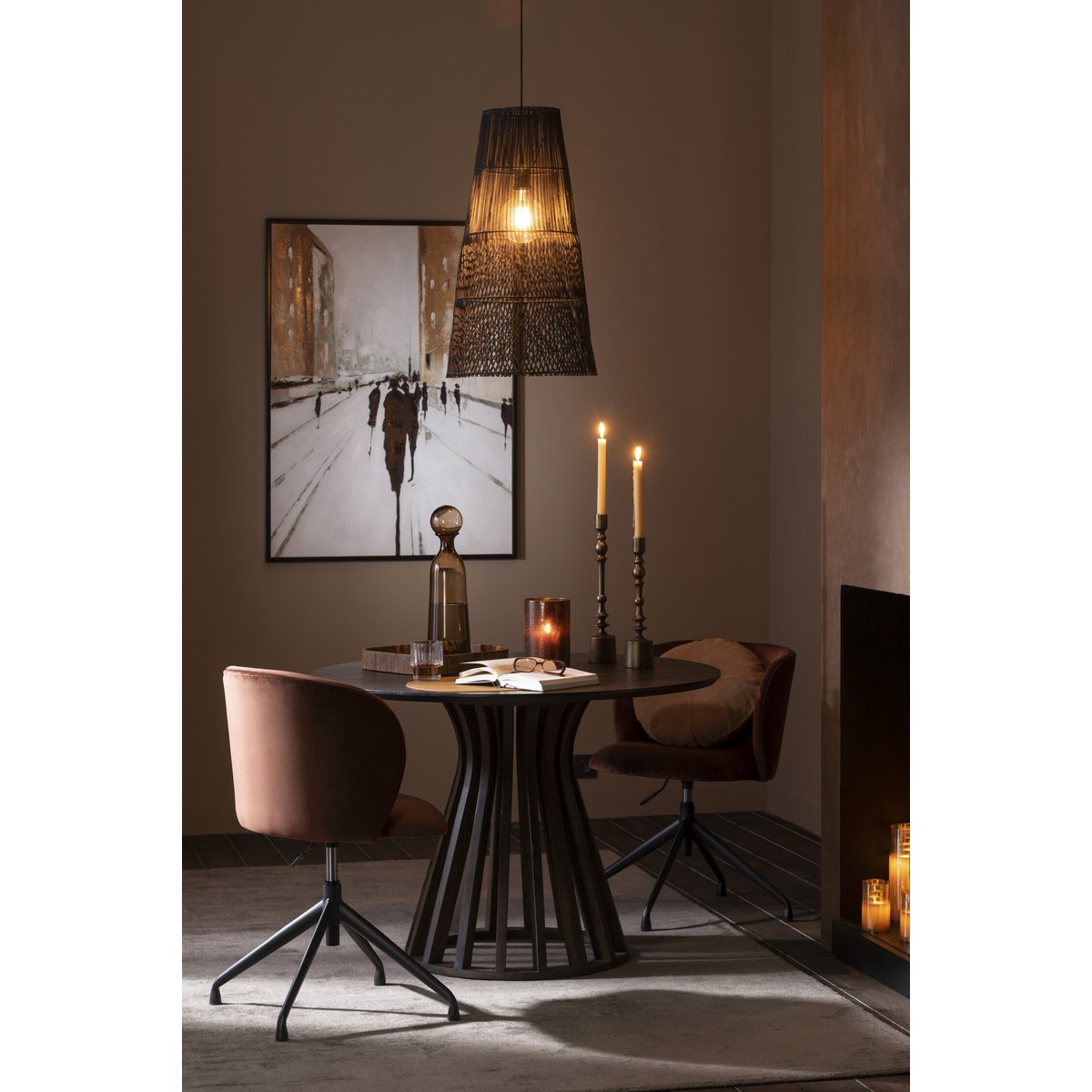 J-Line Alix hanglamp - hout - bruin