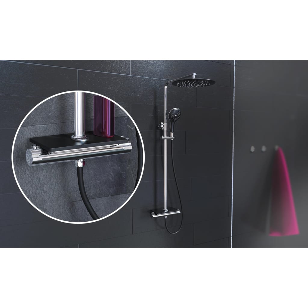 Ensemble de douche de tête EISL avec mitigeur thermostatique GRANDE VITA chrome noir