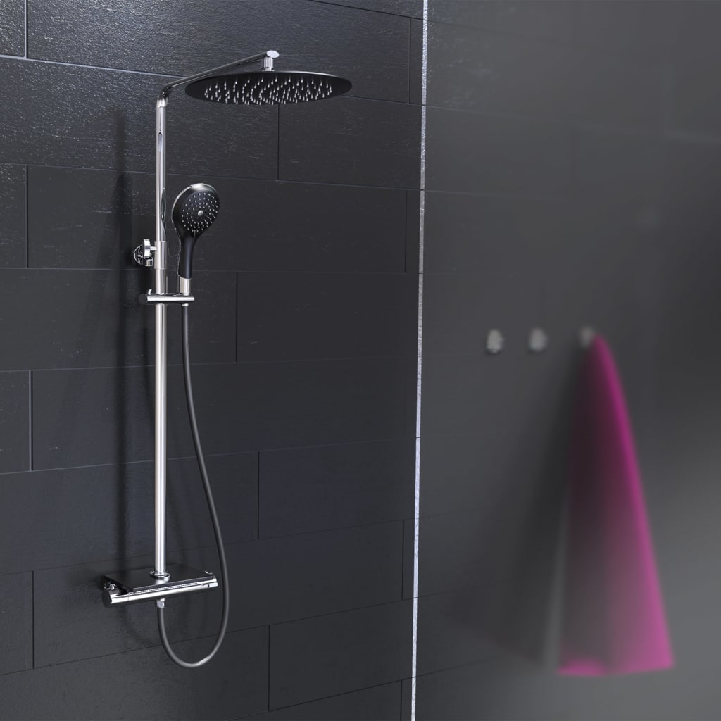 Ensemble de douche de tête EISL avec mitigeur thermostatique GRANDE VITA chrome noir