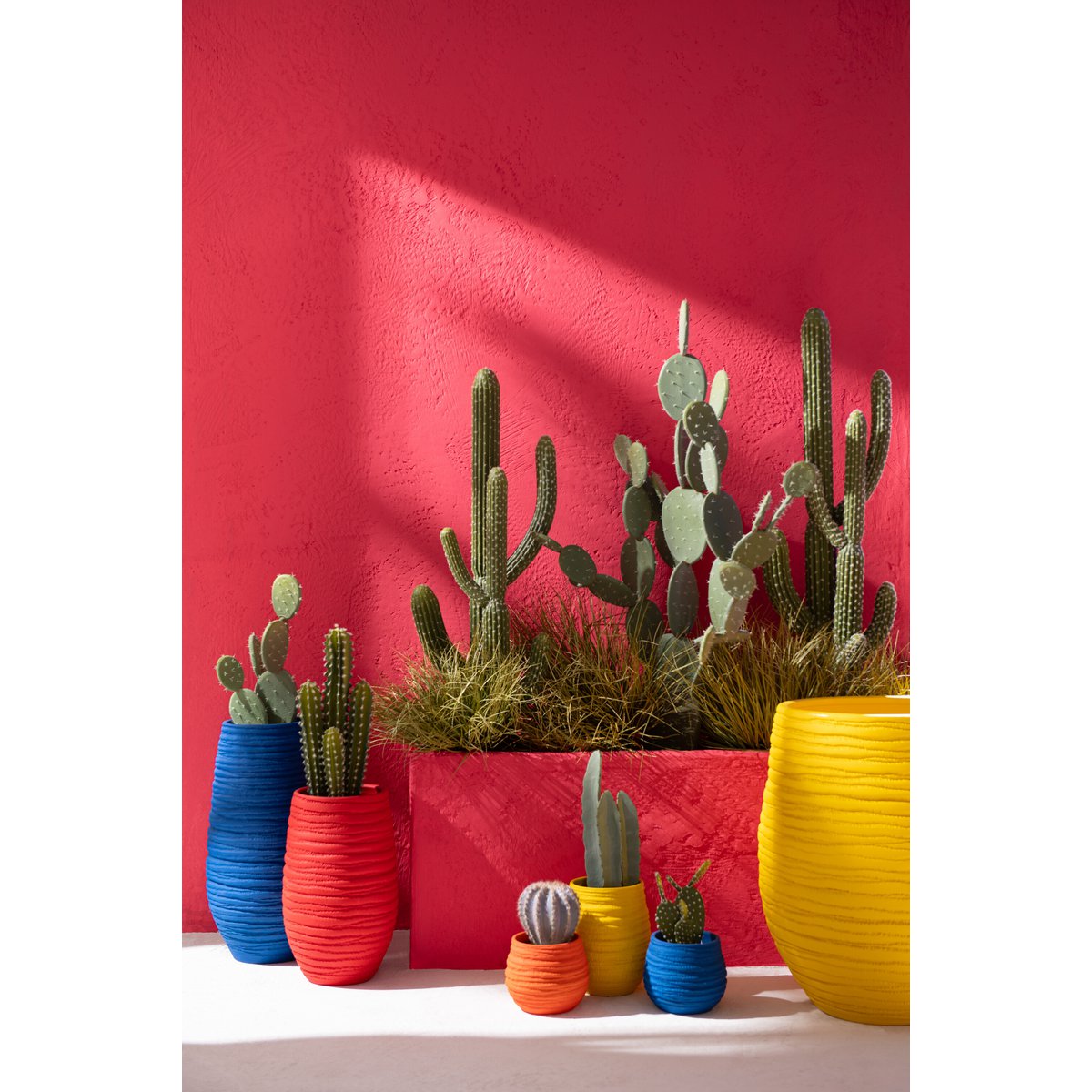 J-Line Cactus+Pot Kunststof Groen/Melamine Wit Xl