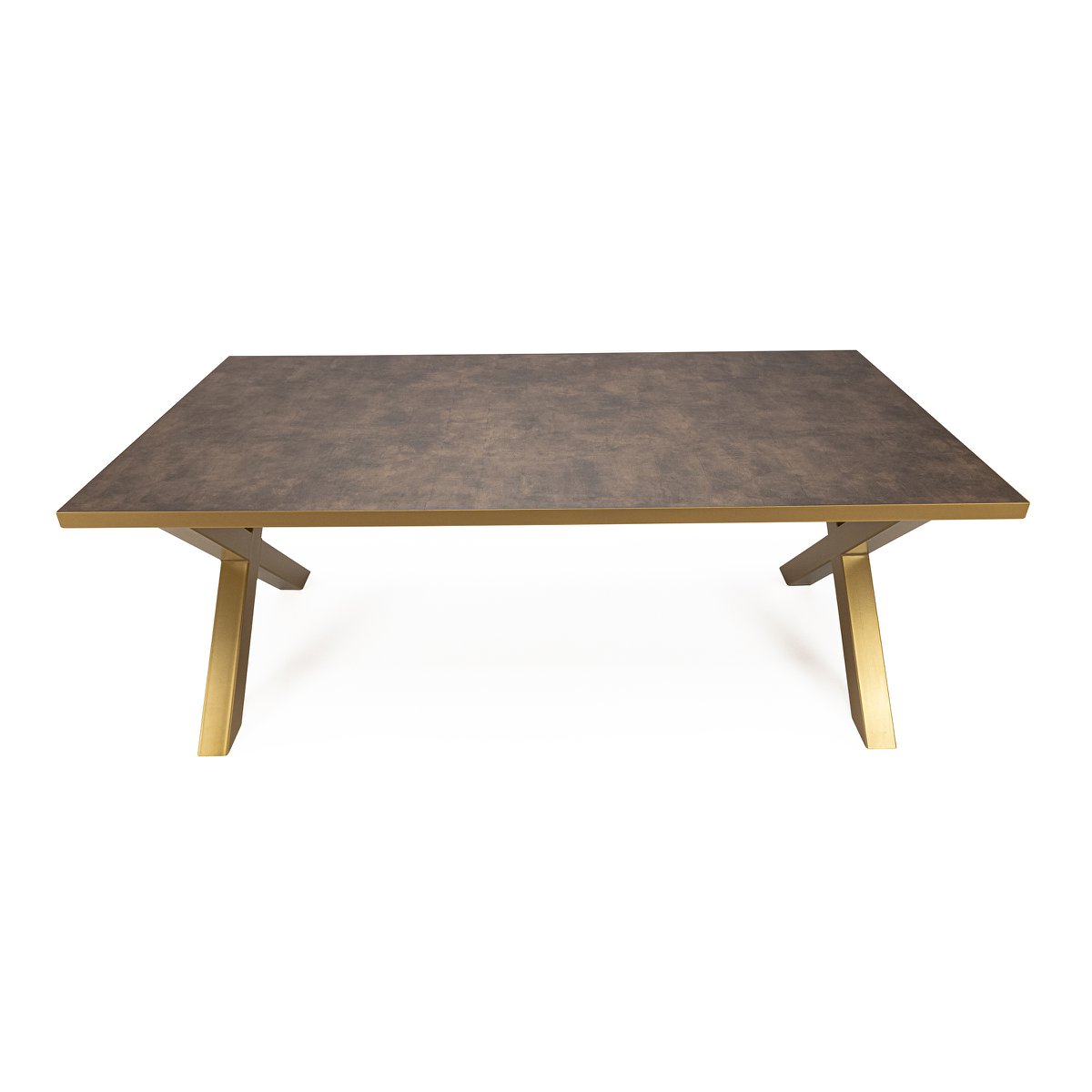 Stalux Eettafel 'Roos' 180 x 100cm, kleur goud / lederlook bruin