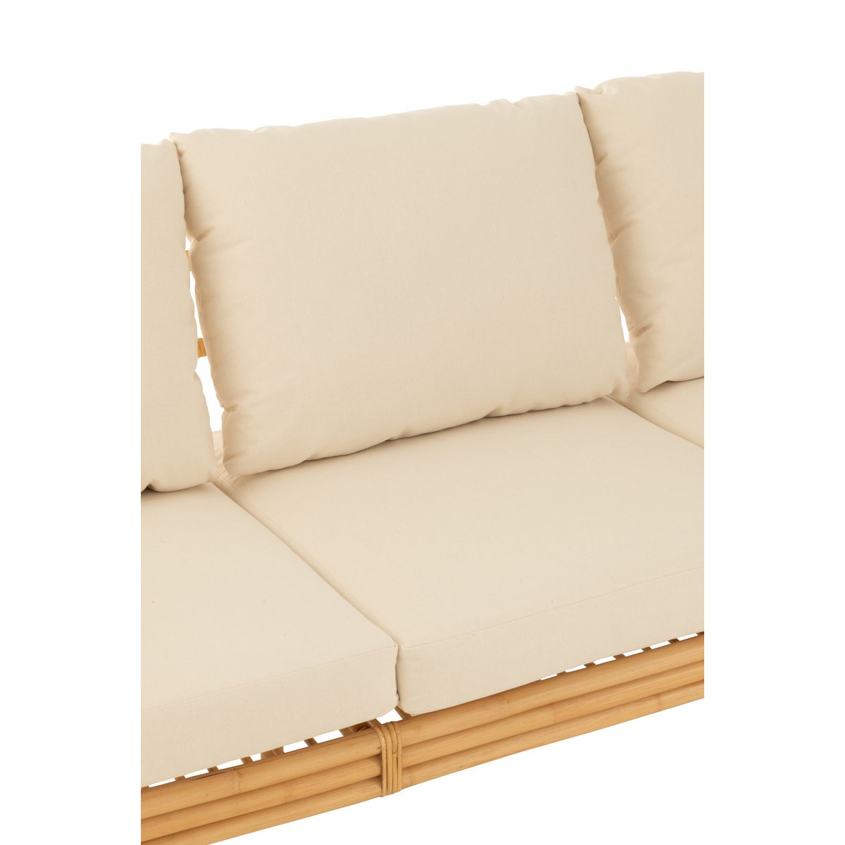 J-Line sofa Elise + kussen 3 Personen - rotan/textiel - naturel/wit