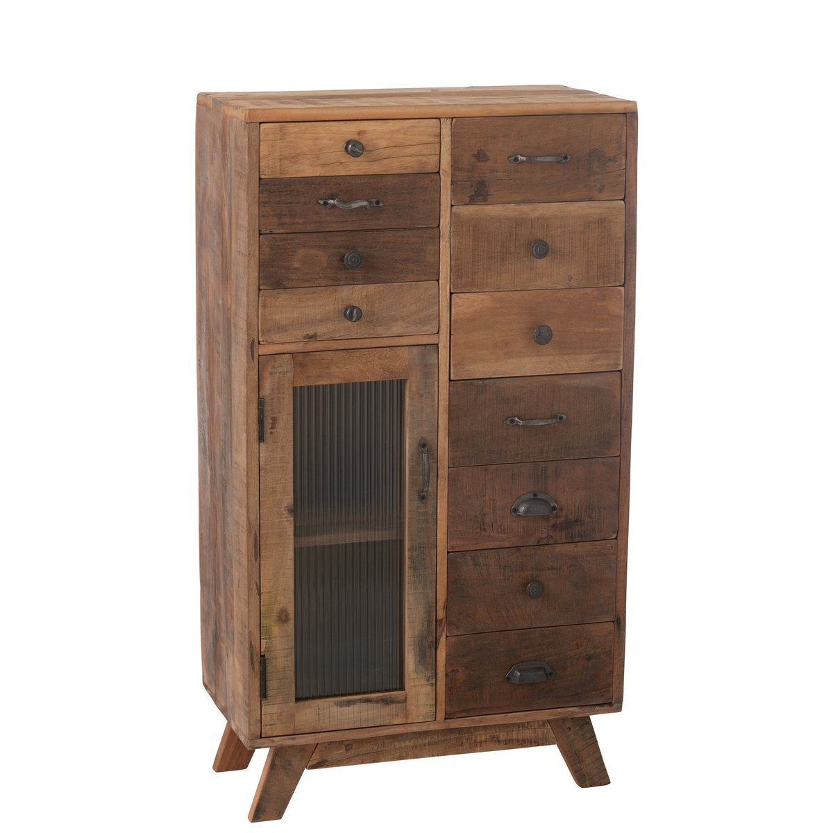 J-Line Kast Retro Gerecycleerd Hout/Glas Naturel