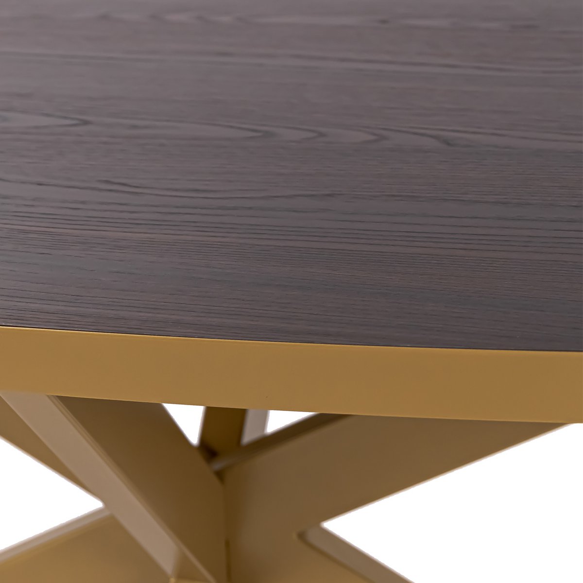 Stalux Ovale eettafel 'Mees' 240 x 110cm, kleur goud / bruin hout