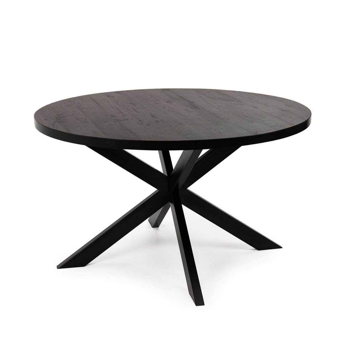 Stalux Ronde eettafel 'Daan' 148cm, kleur zwart / zwart eiken