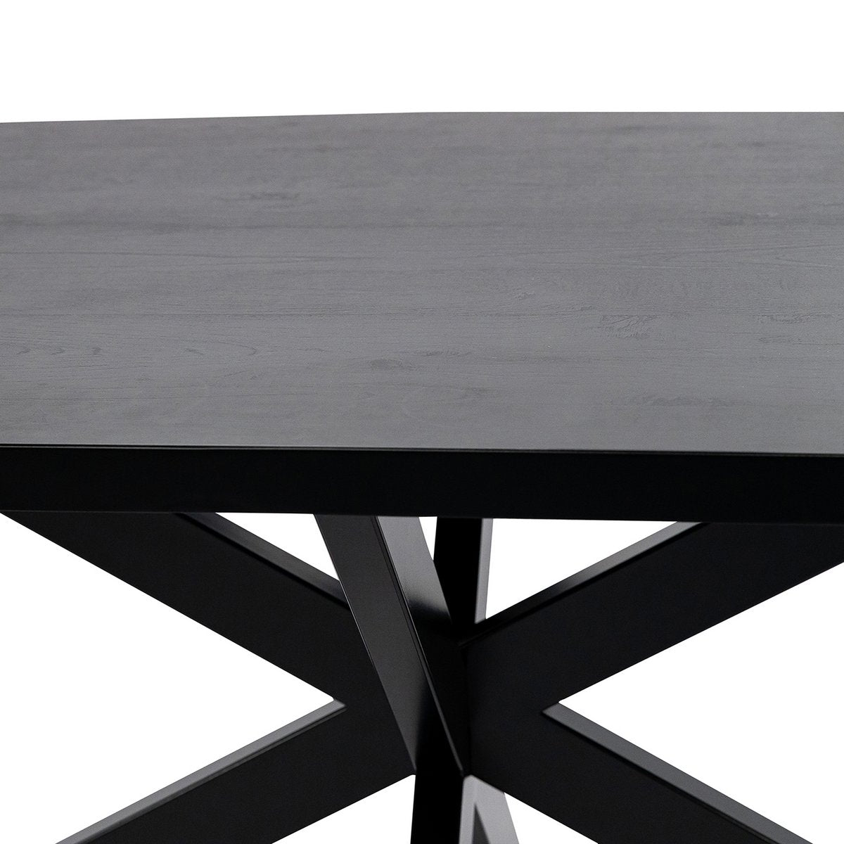 Stalux Plat ovale eettafel 'Noud' 180 x 100, kleur zwart / zwart eiken