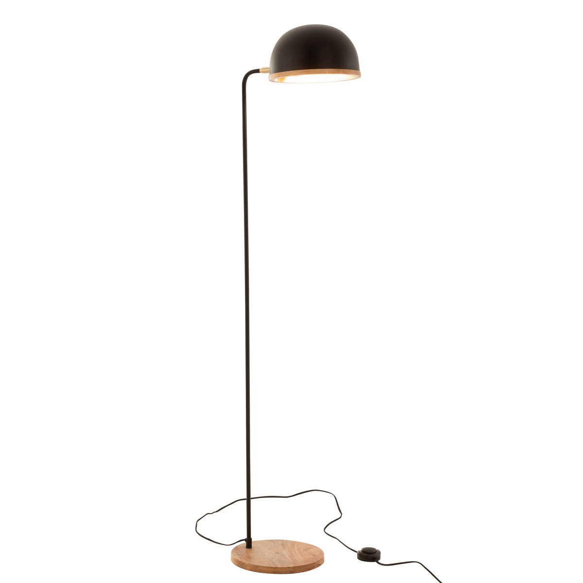 J-Line Staande Lamp Evy - ijzer/hout - zwart/naturel