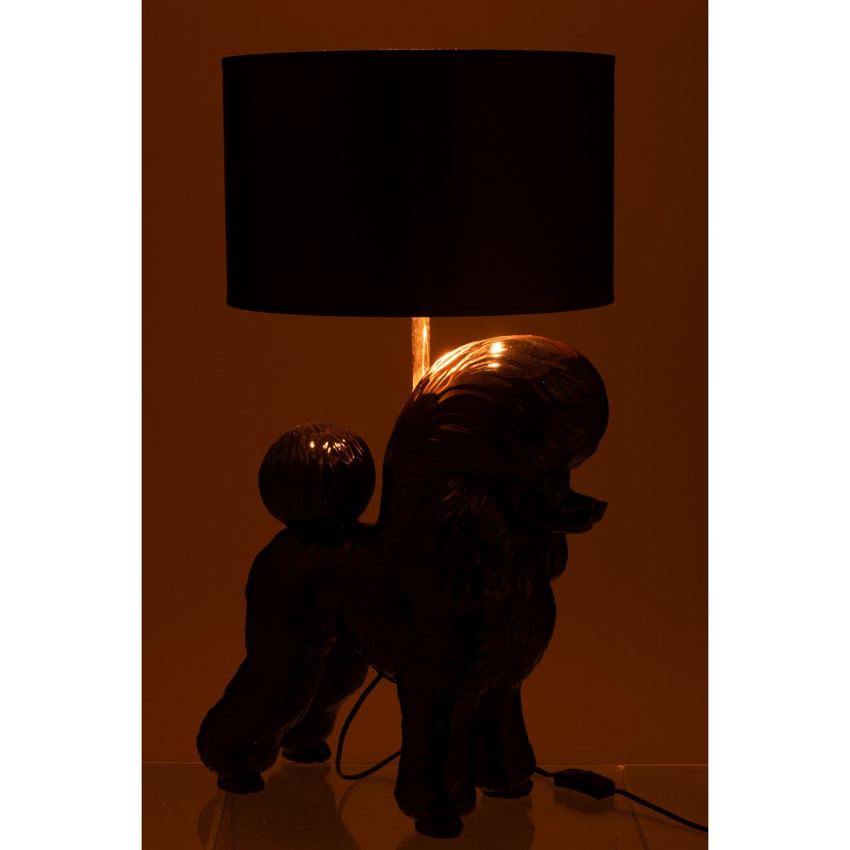 J-Line Lamp Hond Poodle Resine Zwart