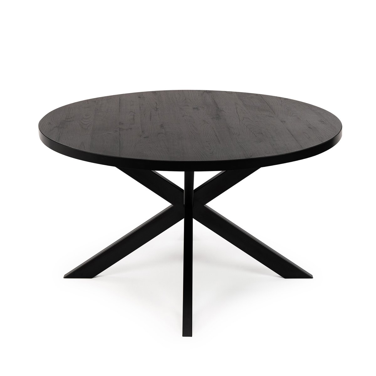 Stalux Ronde eettafel 'Daan' 148cm, kleur zwart / zwart eiken