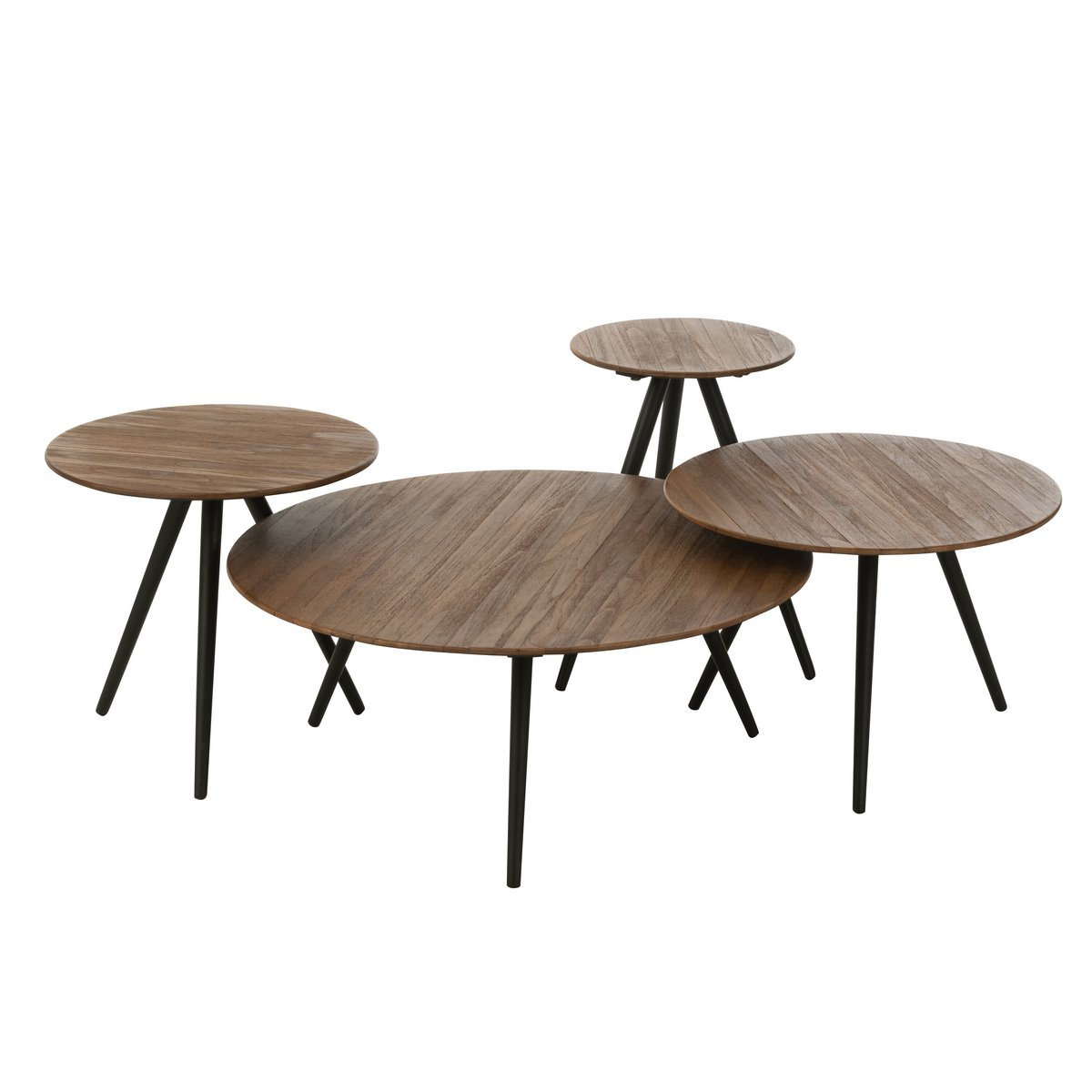 J-Line tafel Rond Gerecycleerd Teak - hout - naturel