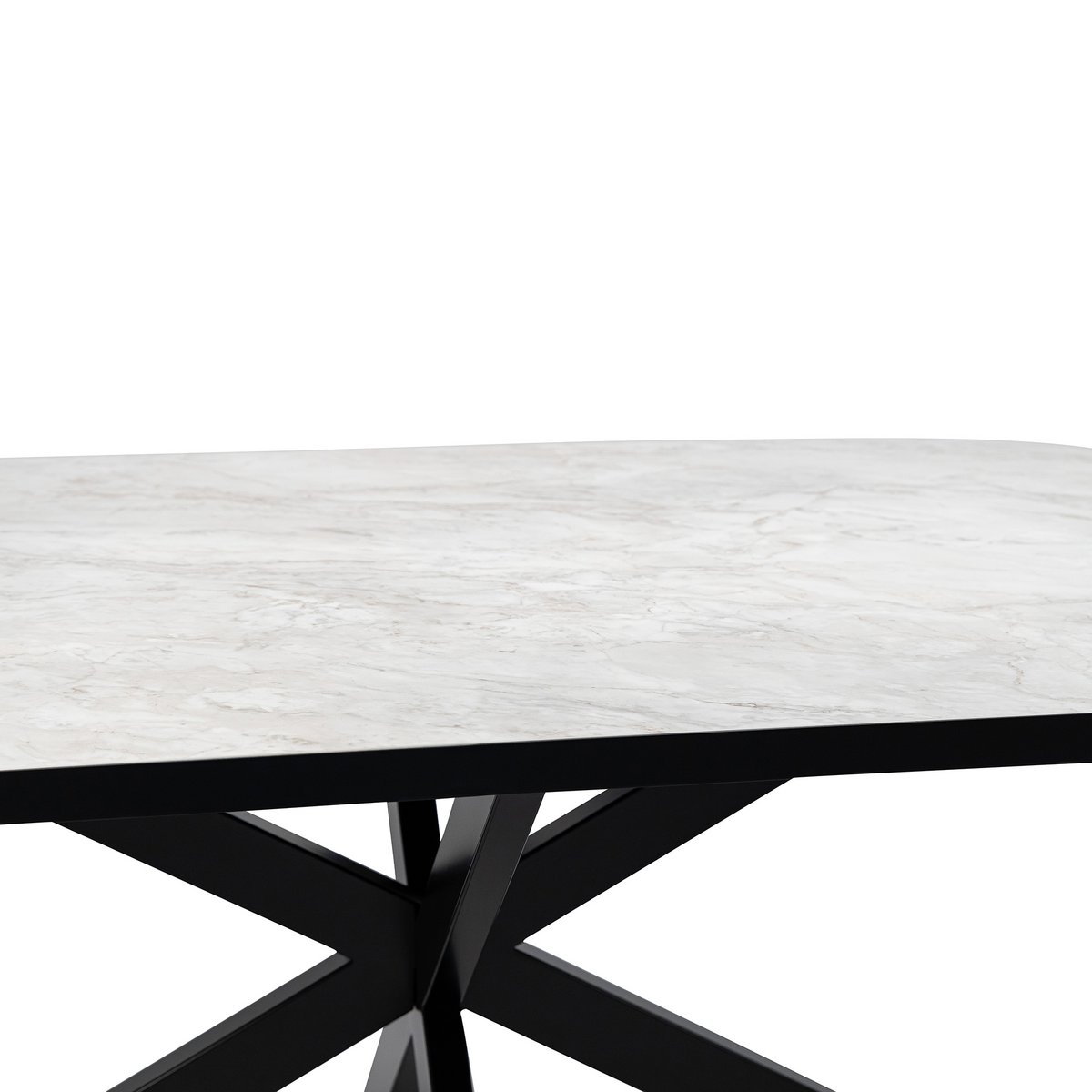 Stalux Plat ovale eettafel 'Noud' 240 x 100, kleur zwart / wit marmer