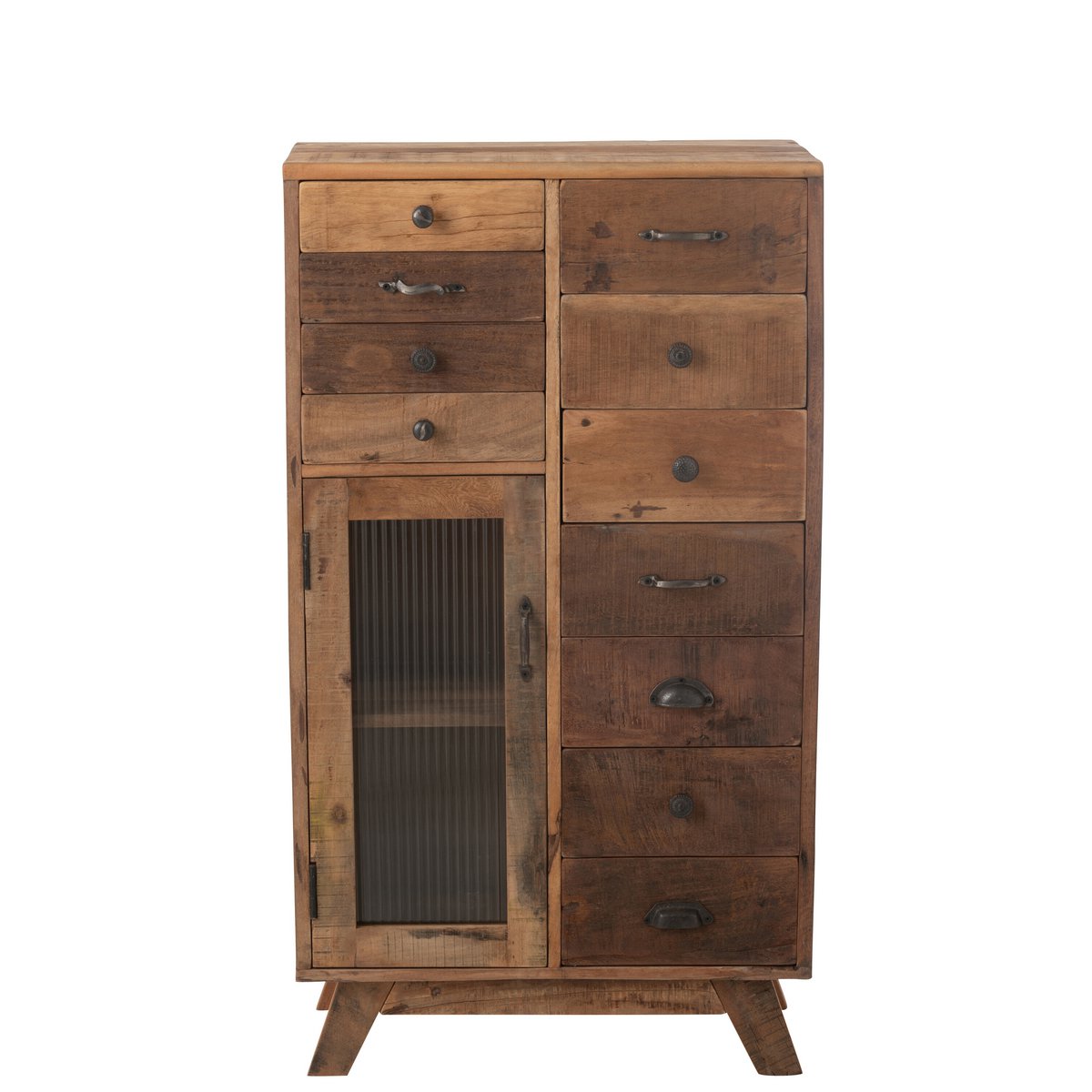 J-Line Kast Retro Gerecycleerd Hout/Glas Naturel