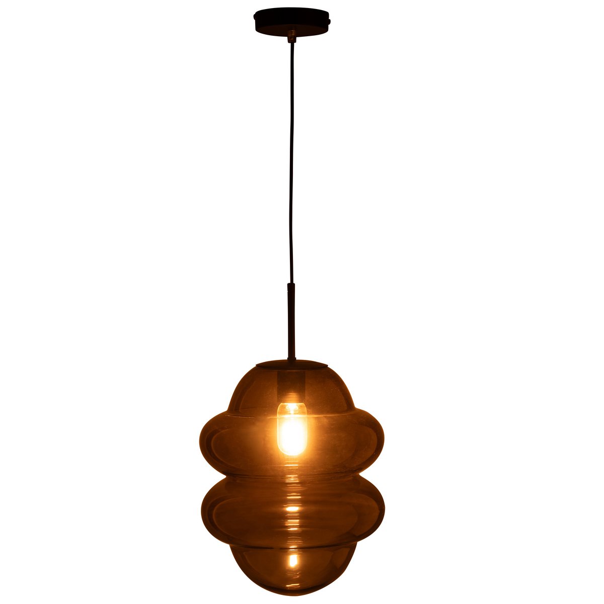 J-Line Hanglamp Honinglepel Glas Grijs